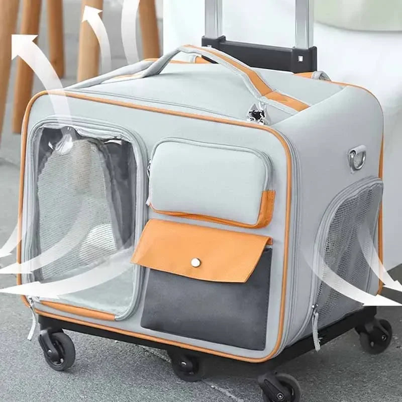 Portable Pet Backpack & Stroller – Trolley Case for Cats & Small Dogs