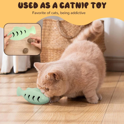 Silicone Fish Cat Chew Toy – Treat Dispenser & Dental Care