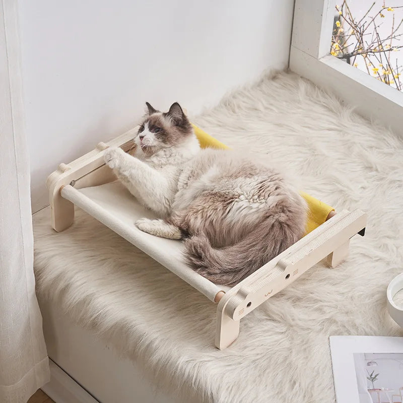4 Seasons Wooden Cat Bed – Versatile & Cozy Hammock