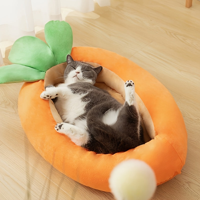 Reversible Carrot Pet Bed – Cozy & Washable Design
