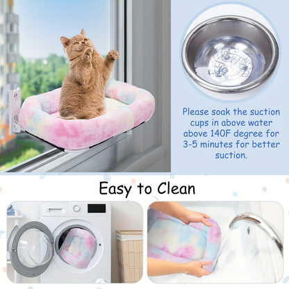 Foldable Cat Window Perch – No-Drill, Washable Plush Seat, Heavy-Duty Frame