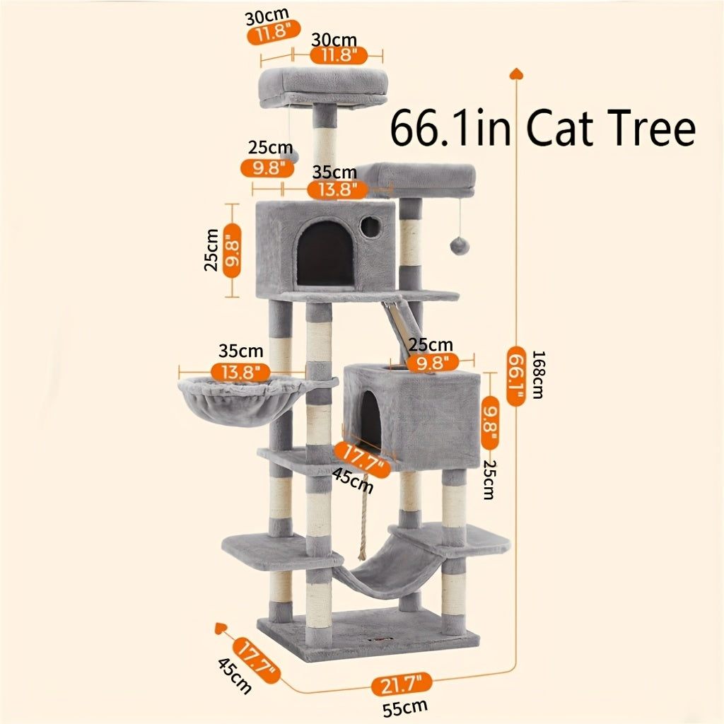 Feandrea Large Cat Tree – Multi-Level Tower with Scratching Posts & Hammock