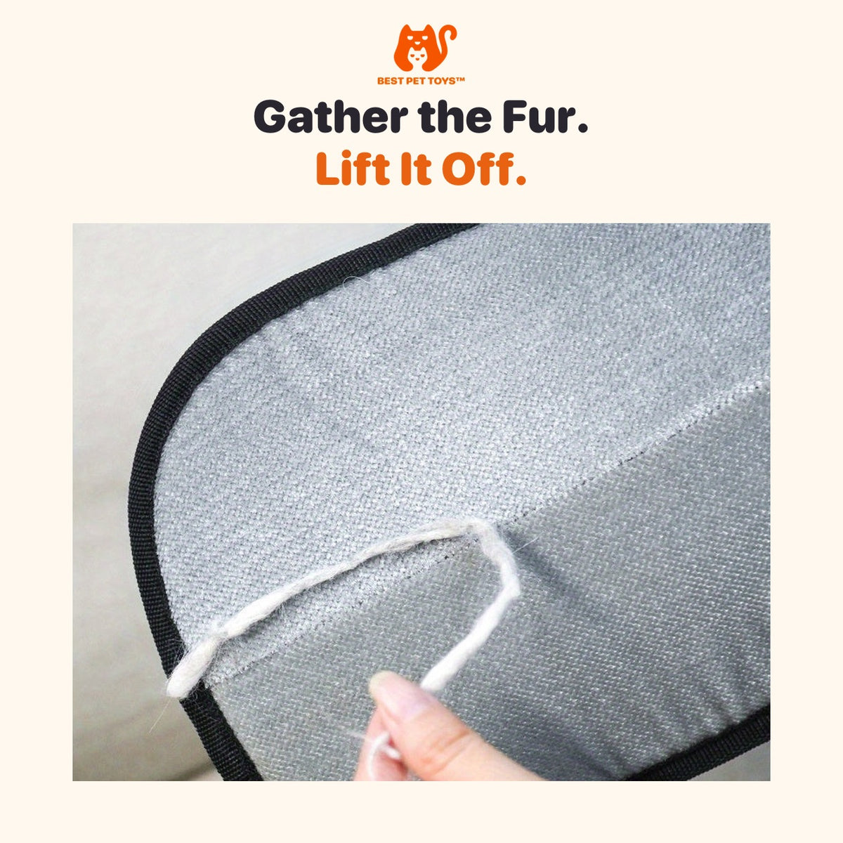 Loose fur being lifted from the textured mitt fabric