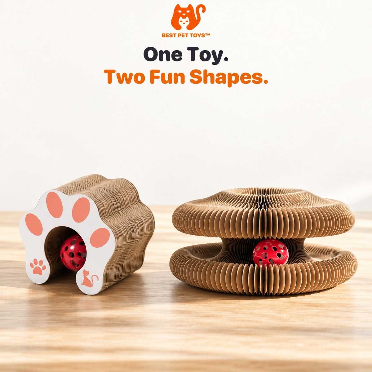 Accordion scratcher shown folded and expanded