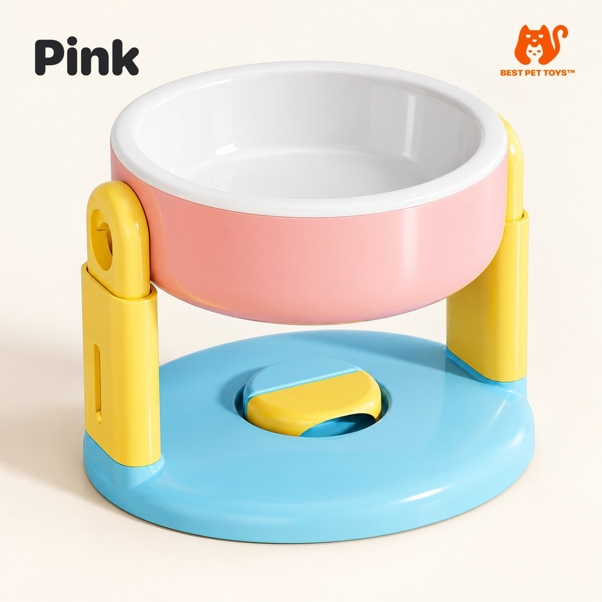 Best Pet Toys adjustable elevated pet bowl — Pink