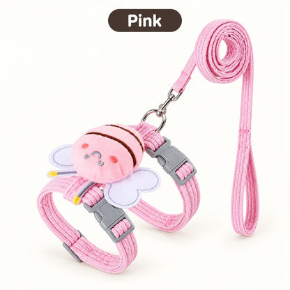 Pink bee cat harness and leash