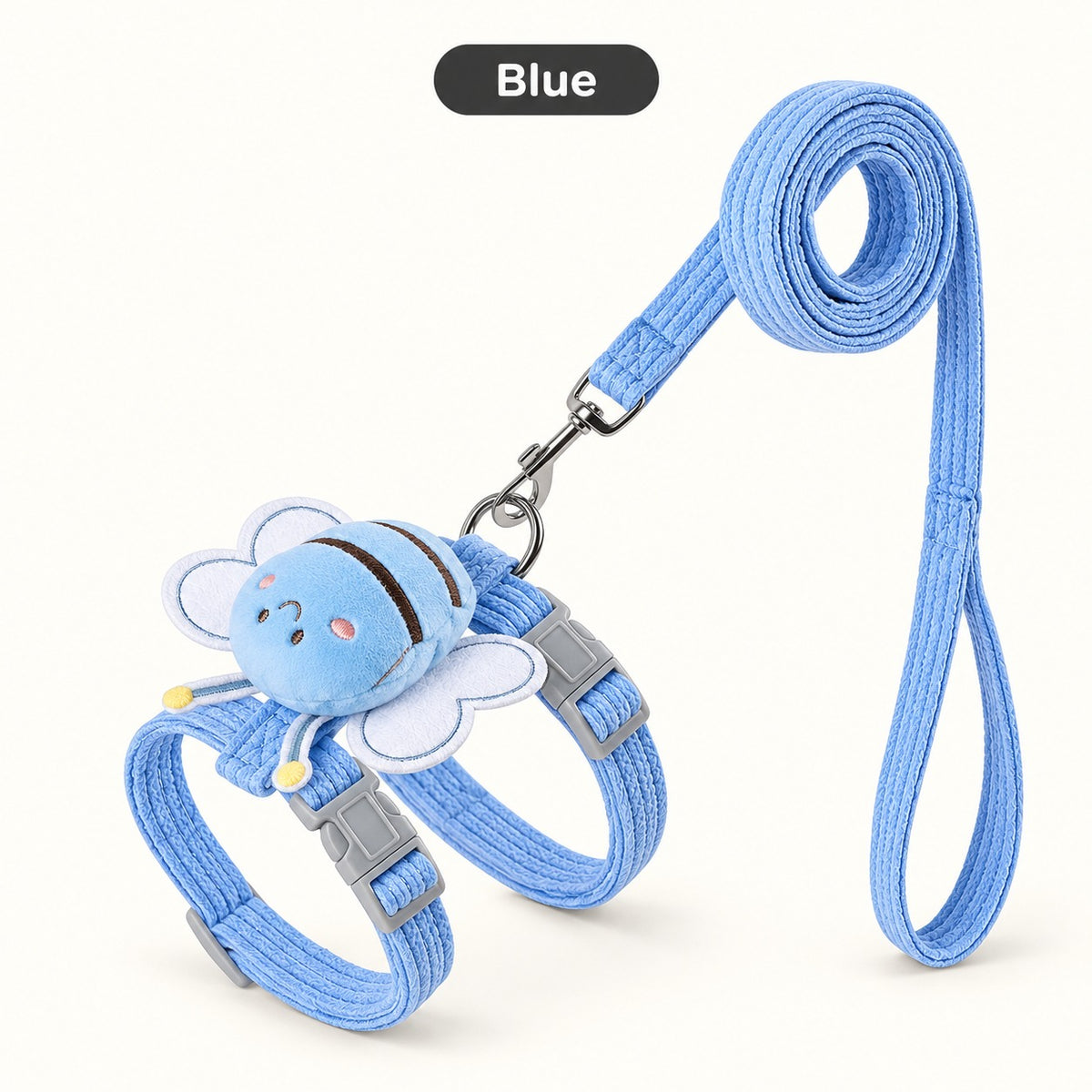 Blue bee cat harness and leash
