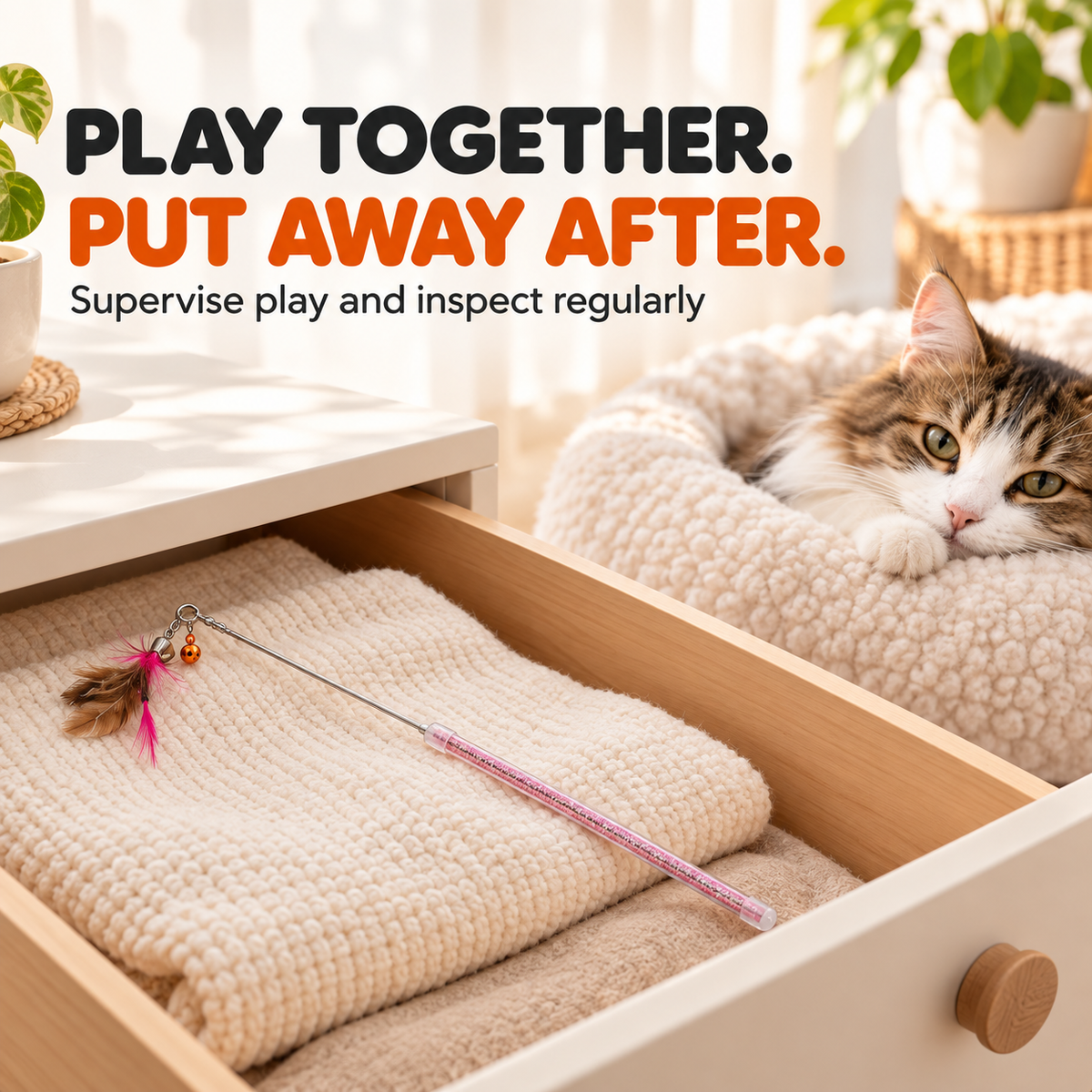 Store the wand after supervised play