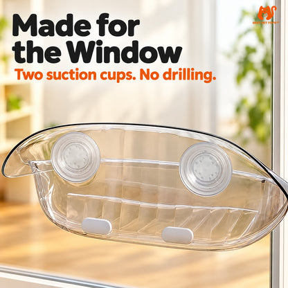 Yellow transparent window cat bed showing two suction cups
