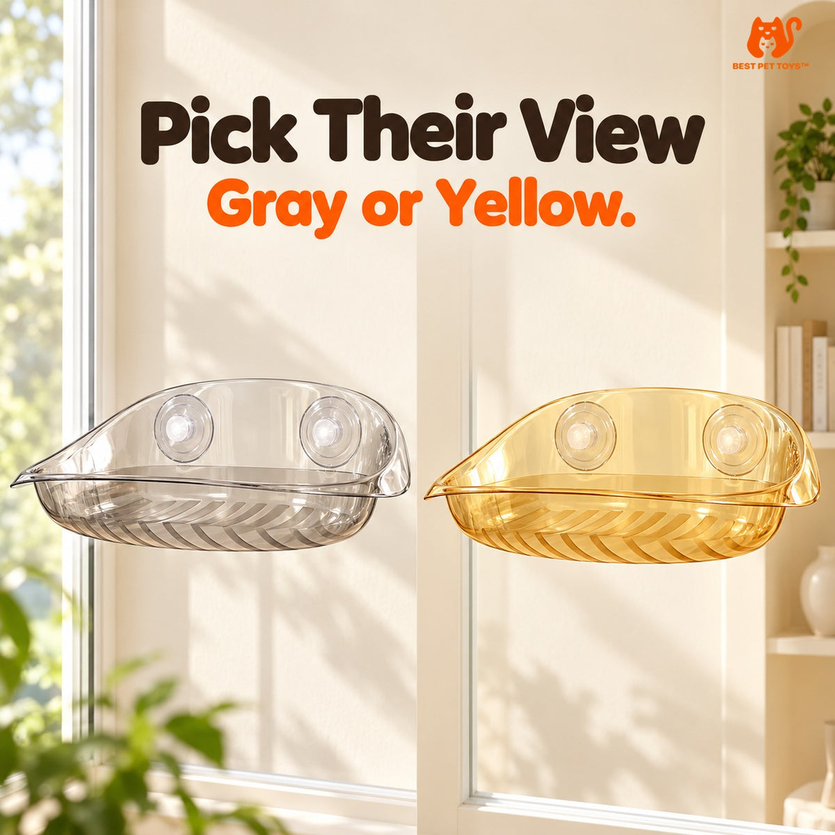 Gray and Yellow clear cat window bed color options