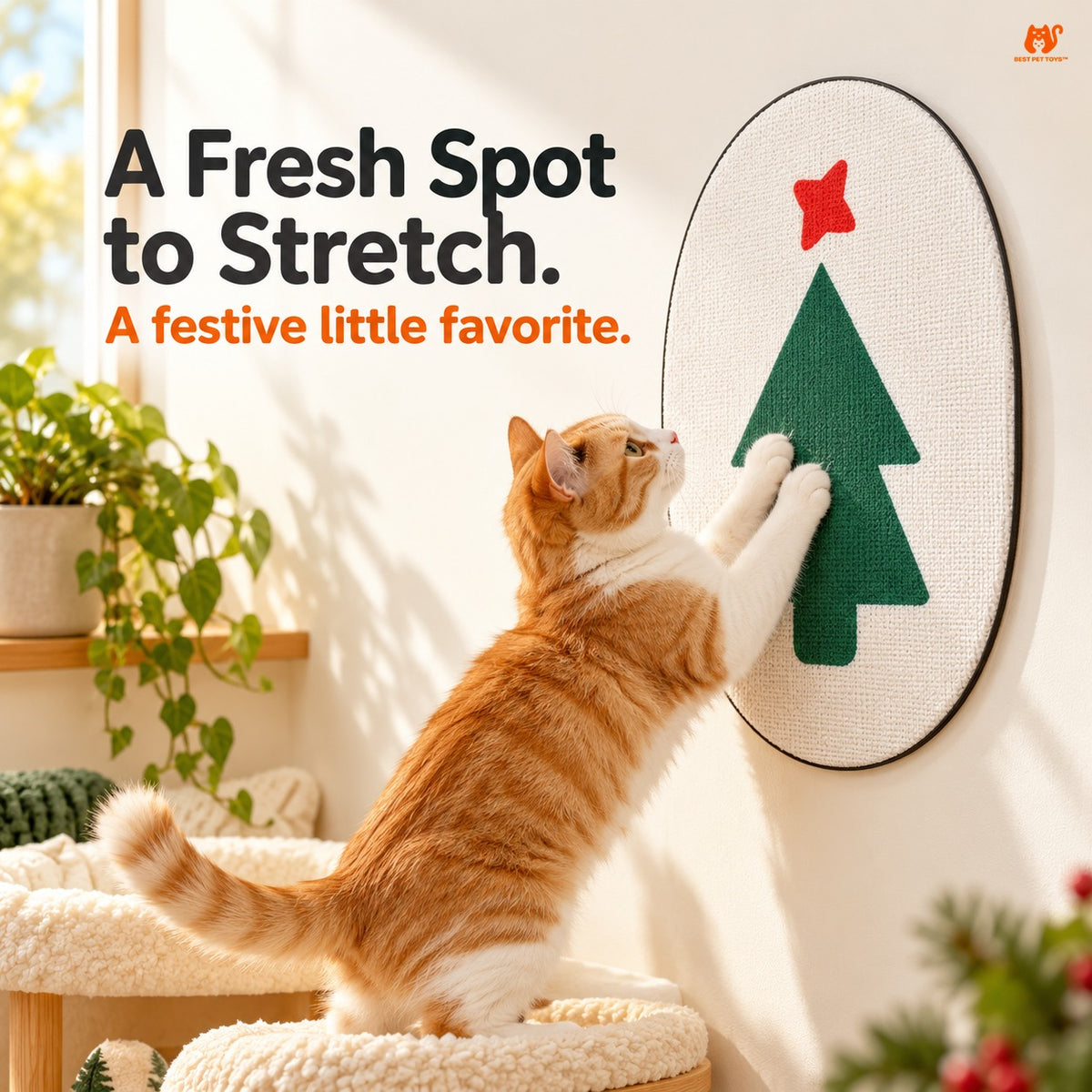Christmas Tree wall-mounted oval cat scratching pad