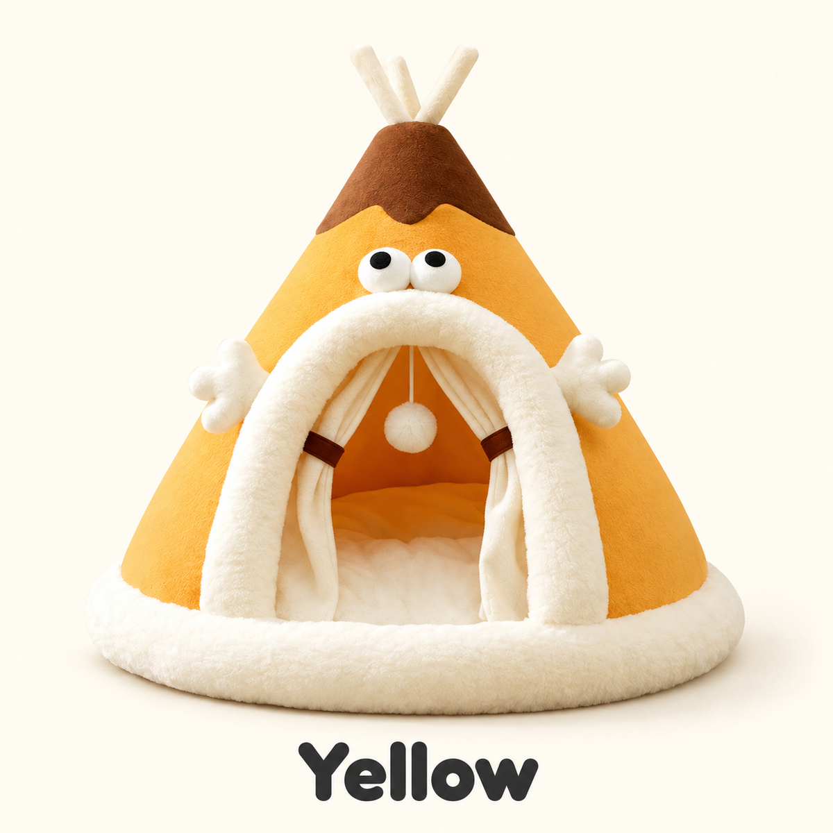 Yellow Cozy Cat Tent Bed