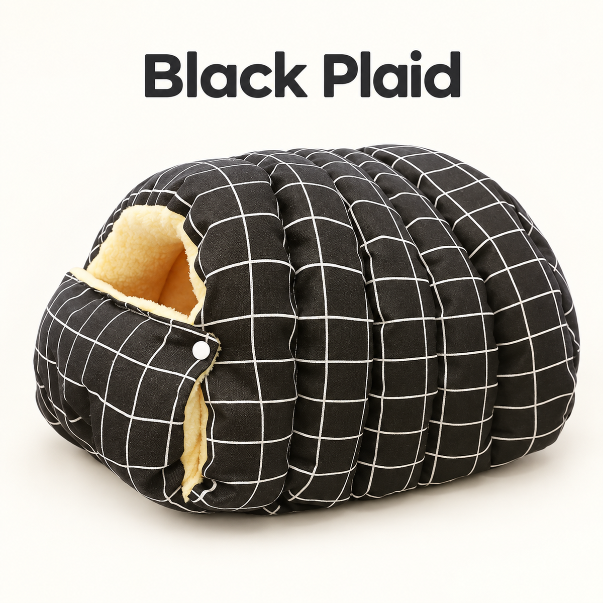 Black Plaid Cozy Cave Cat Sleeping Bag