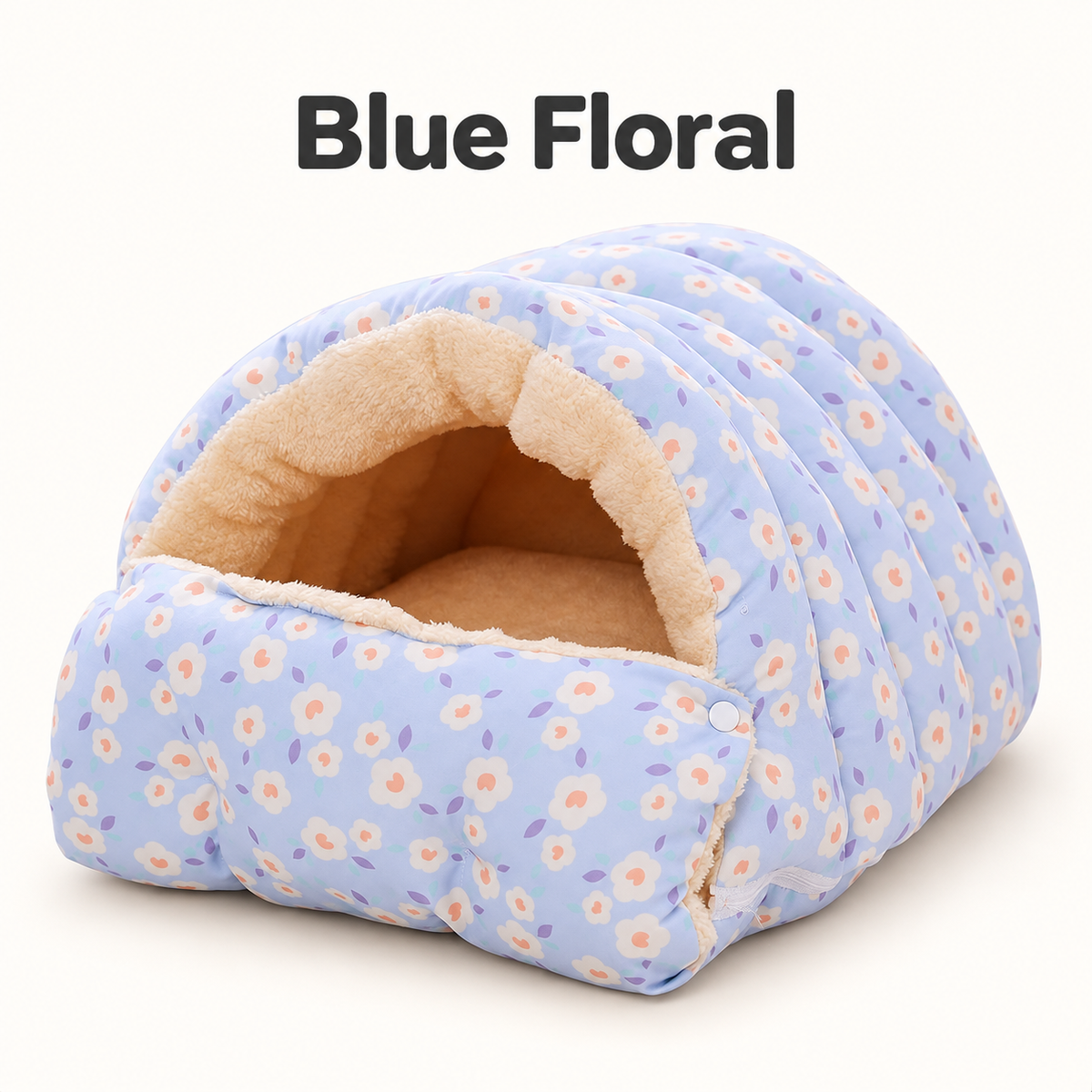 Blue Floral Cozy Cave Cat Sleeping Bag