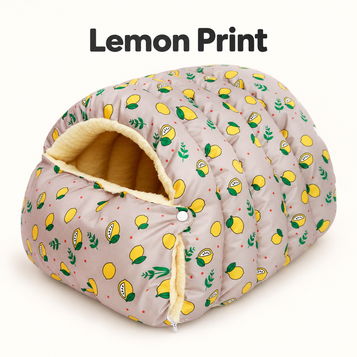 Lemon Print Cozy Cave Cat Sleeping Bag