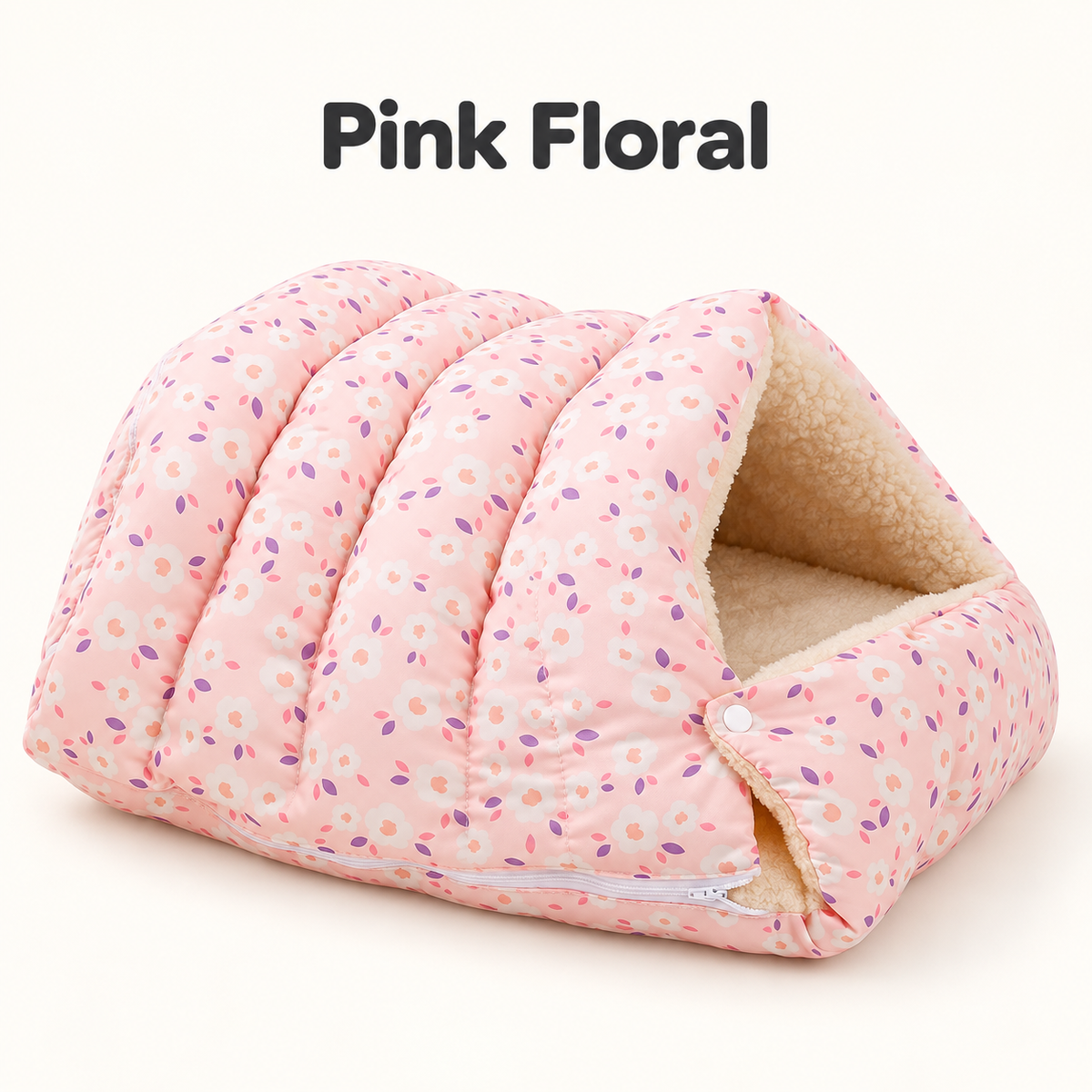 Pink Floral Cozy Cave Cat Sleeping Bag