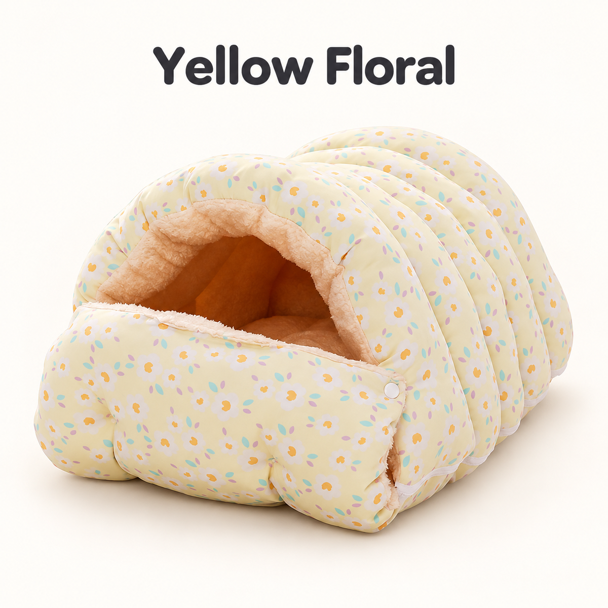 Yellow Floral Cozy Cave Cat Sleeping Bag