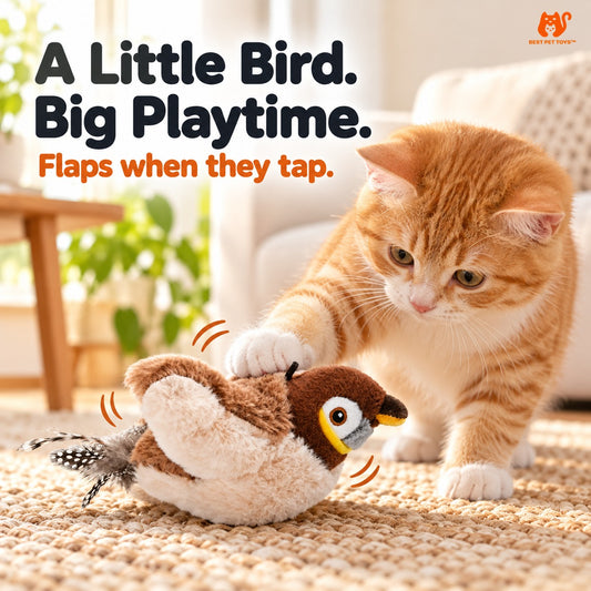 Best Pet Toys Sparrow flapping bird cat toy in play