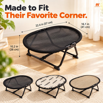 Foldable elevated pet bed dimensions 22.4 by 16.1 by 10.2 inches