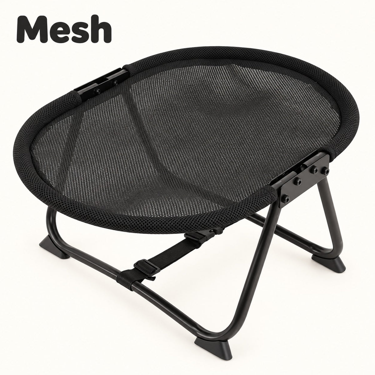Mesh variant black elevated foldable pet bed