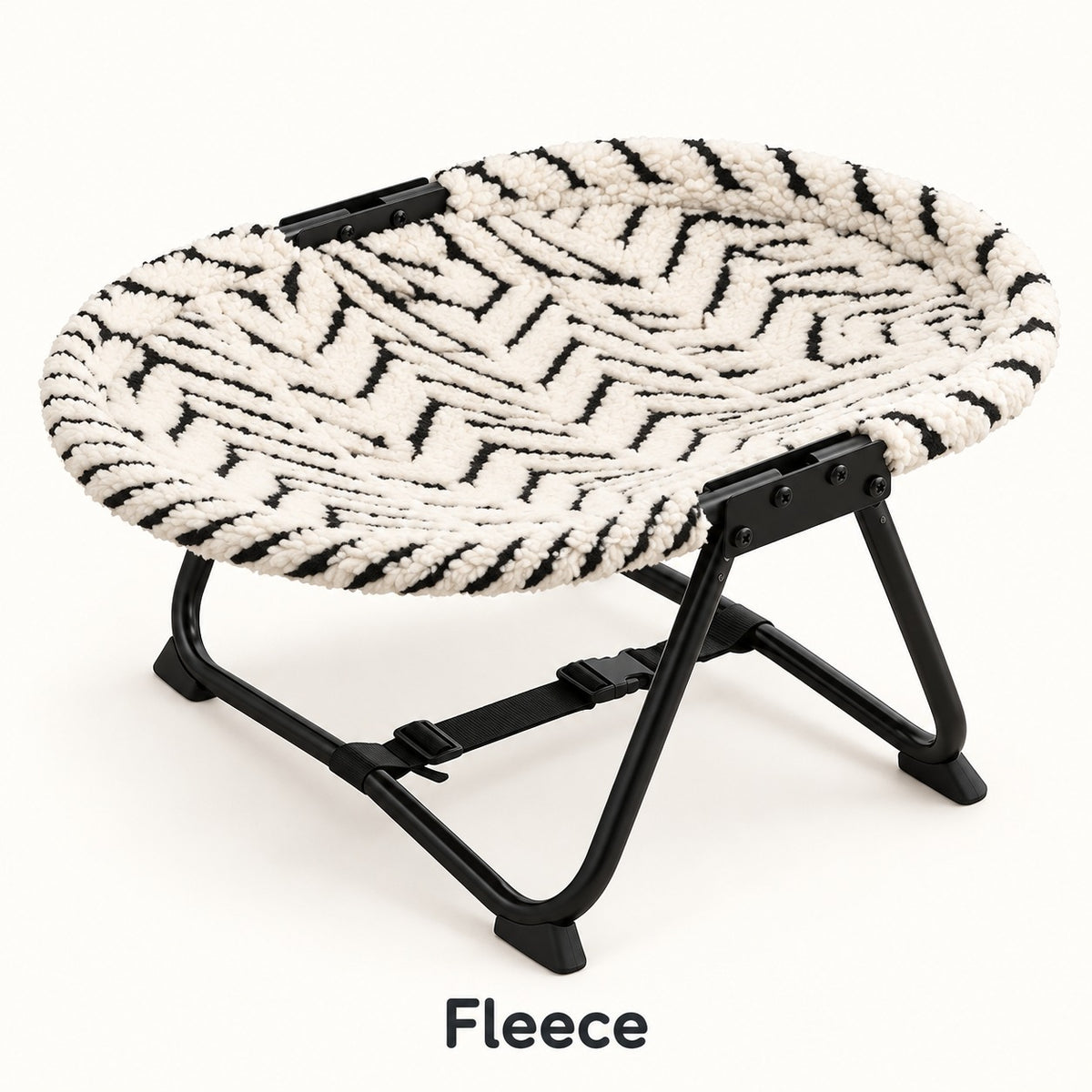 Fleece variant white black patterned elevated pet bed