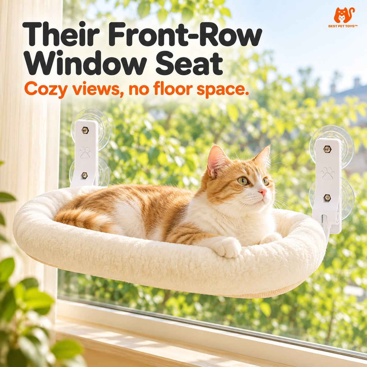 Off White foldable window perch with cat