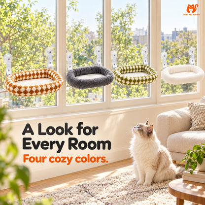 Four color options of Best Pet Toys foldable window perch