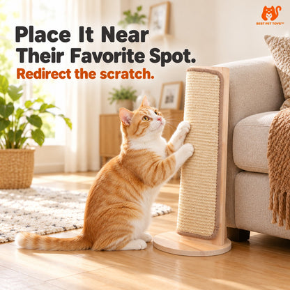 Freestanding cat scratcher in a living room