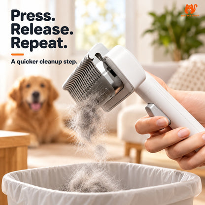 Push slider releases collected pet hair