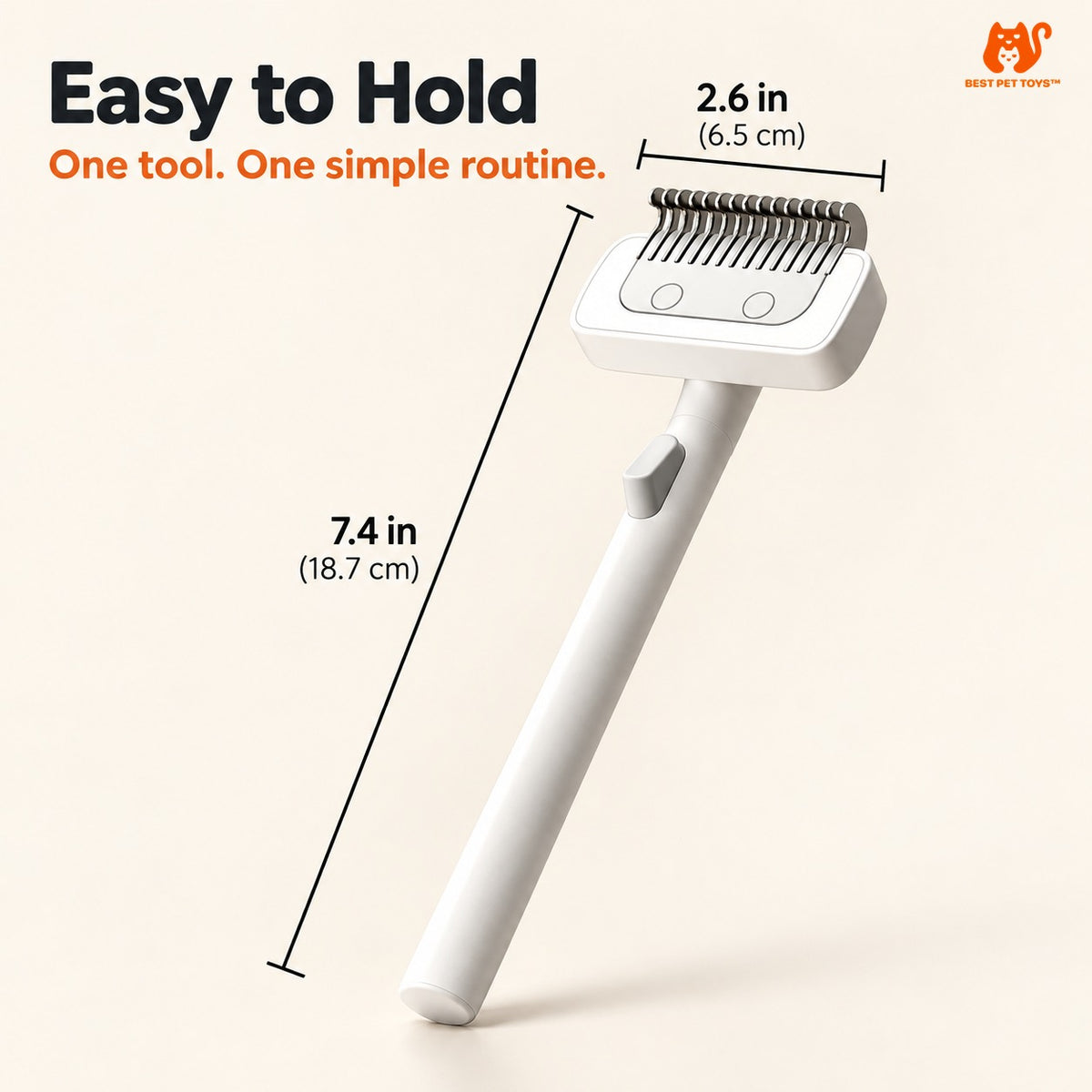 Fur knot comb dimensions 7.4 by 2.6 inches