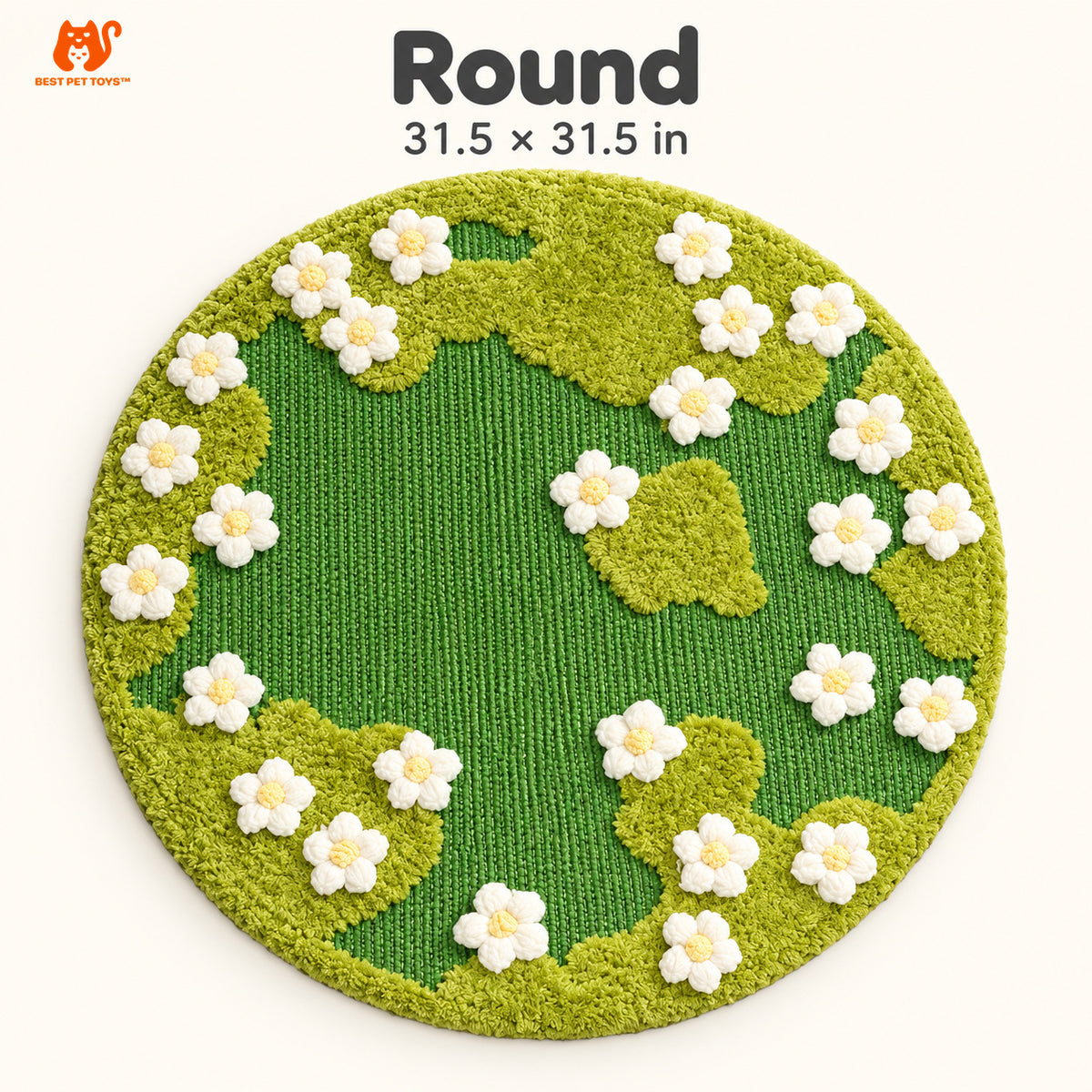 Round floral sisal cat rug 31.5 by 31.5 inches