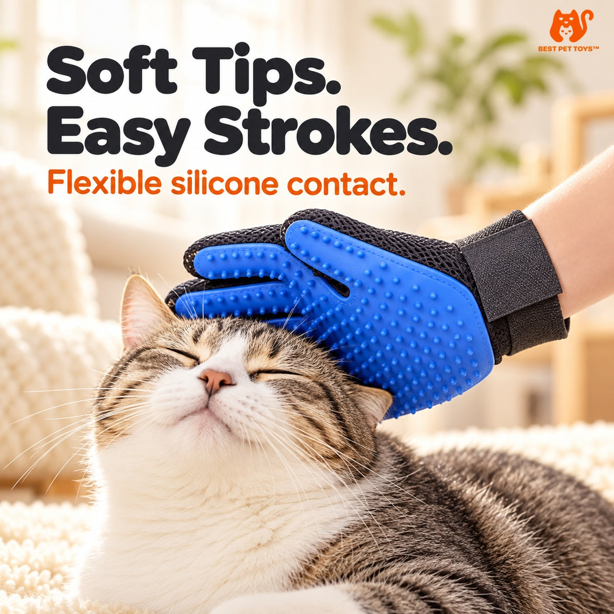 Close-up of flexible blue silicone grooming tips