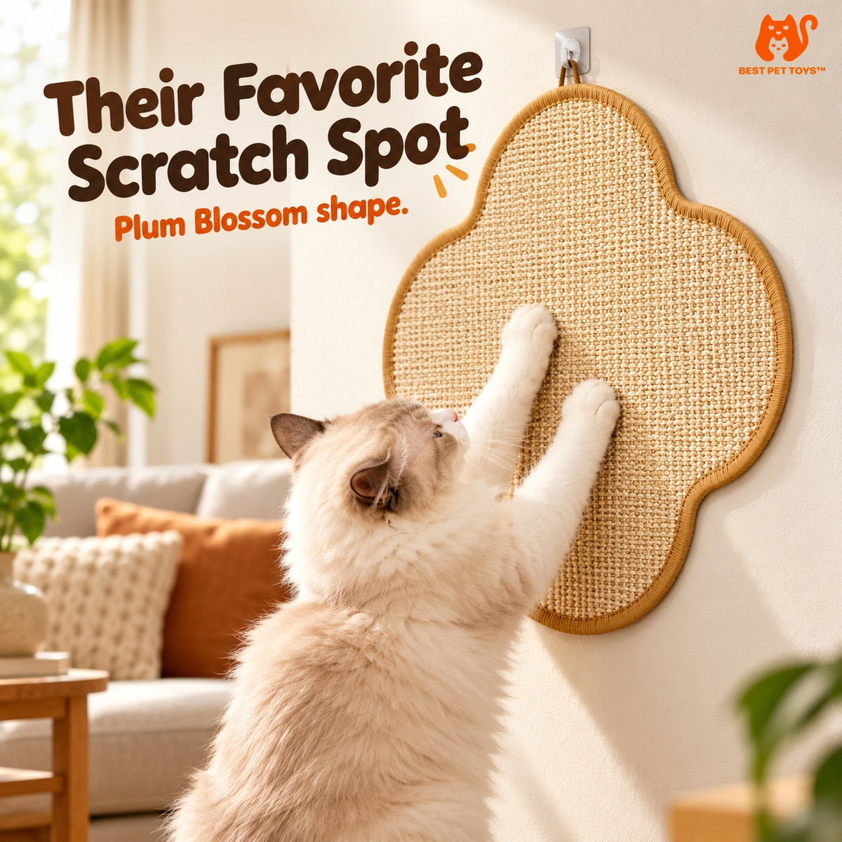 Plum Blossom cat scratch mat in use