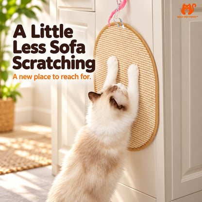 Oval cat scratch mat in use