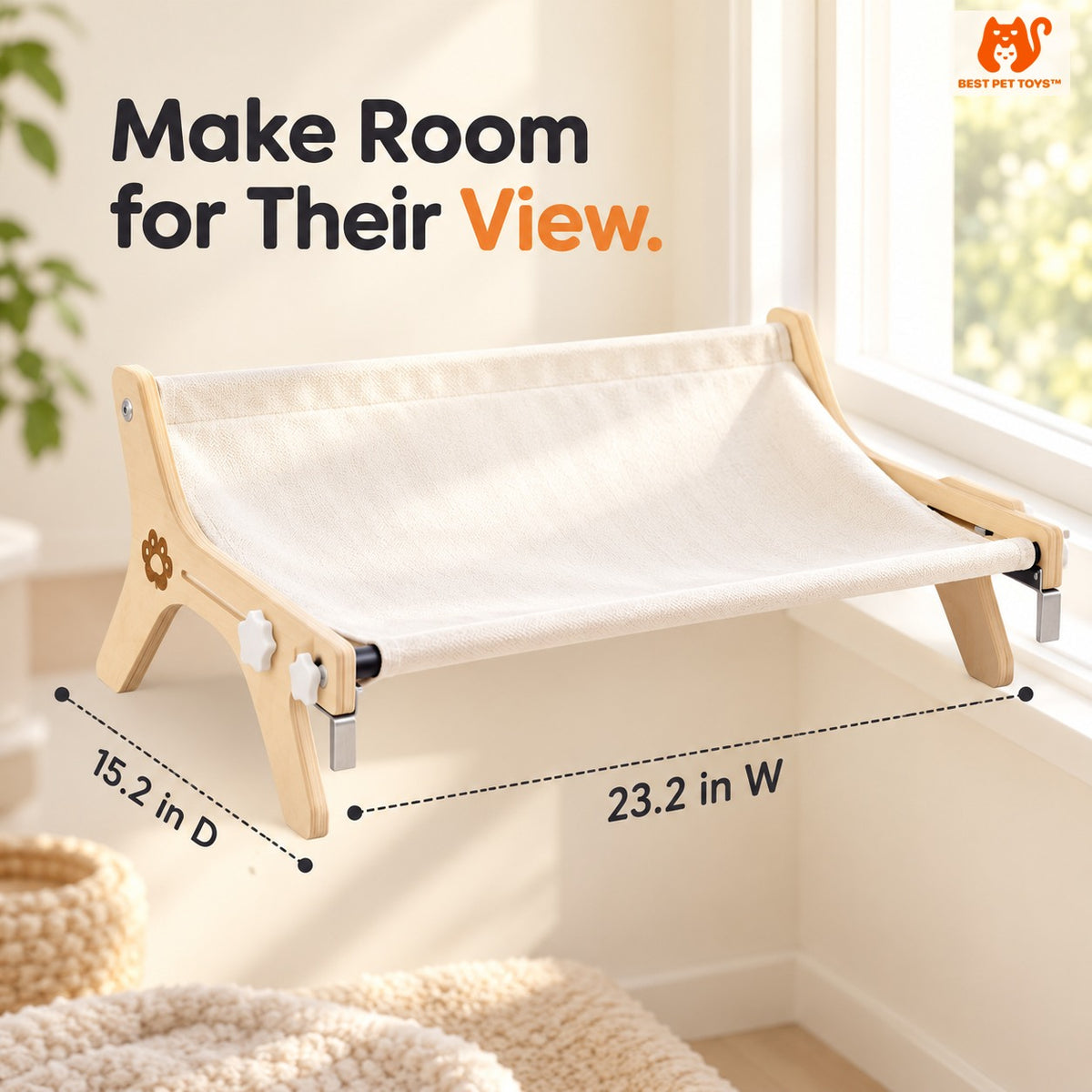 Wooden cat window perch dimensions 23.2 by 15.2 inches