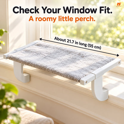 Gray cat window perch width guide 55 cm