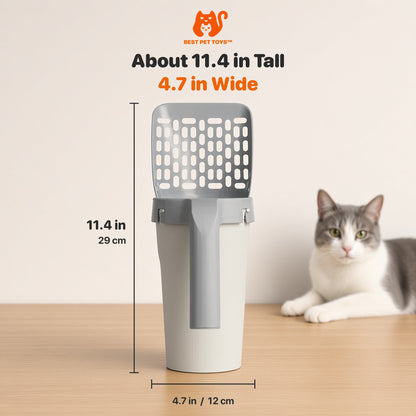 Litter scoop set size: about 11.4 in (29 cm) tall and 4.7 in (12 cm) wide