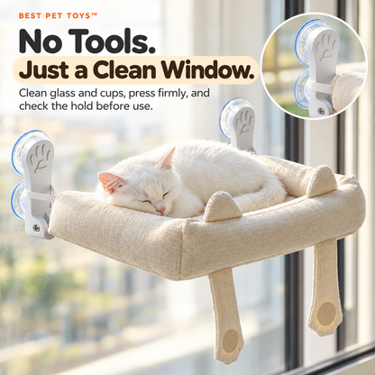 Four suction cups attach perch to clean glass