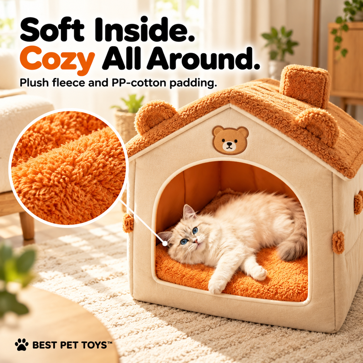 Plush fleece and PP-cotton padded interior