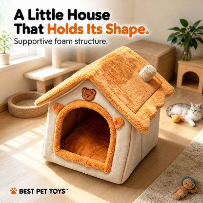 Supportive foam structure of plush cat house