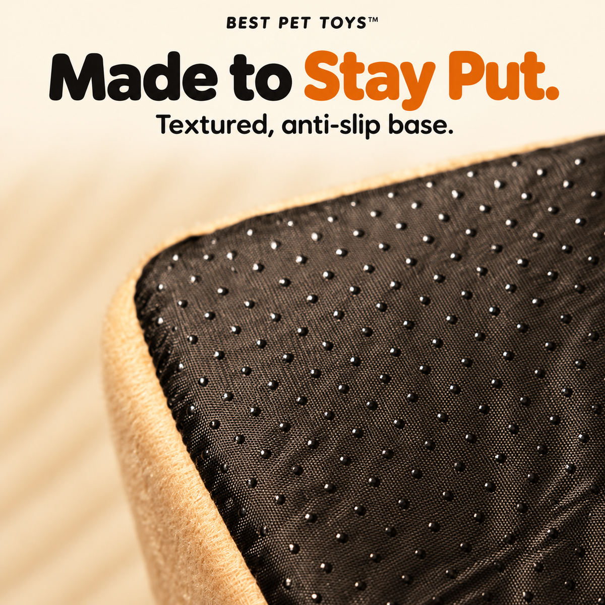 Textured anti-slip base of plush cat house