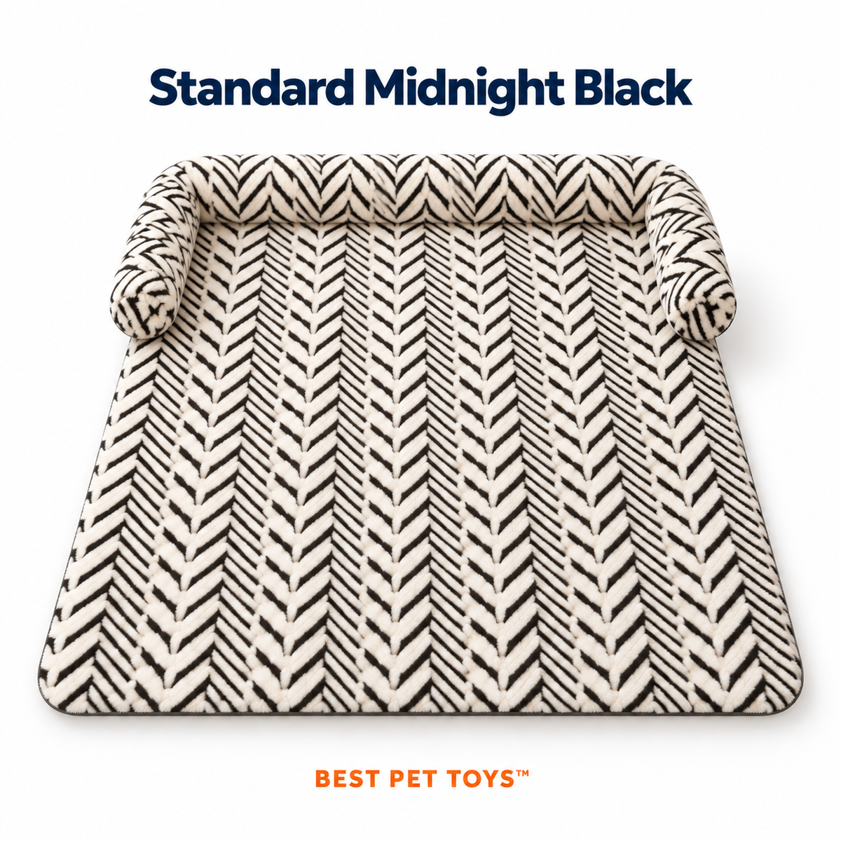 Midnight Black herringbone plush sofa cat mat