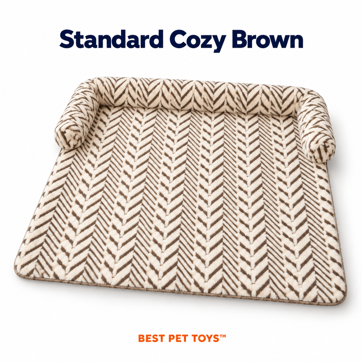 Cozy Brown herringbone plush sofa cat mat