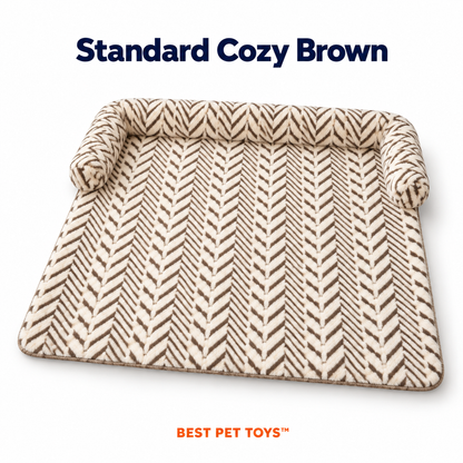 Cozy Brown herringbone plush sofa cat mat