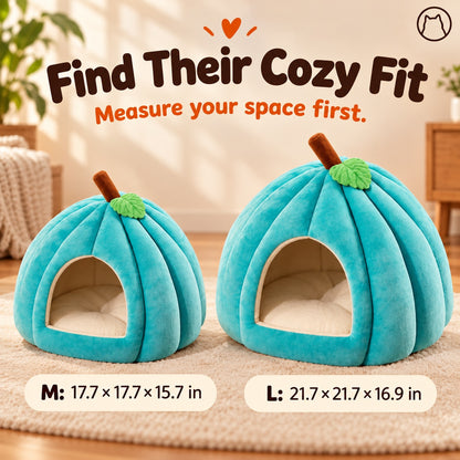 Pumpkin cat cave M and L size guide