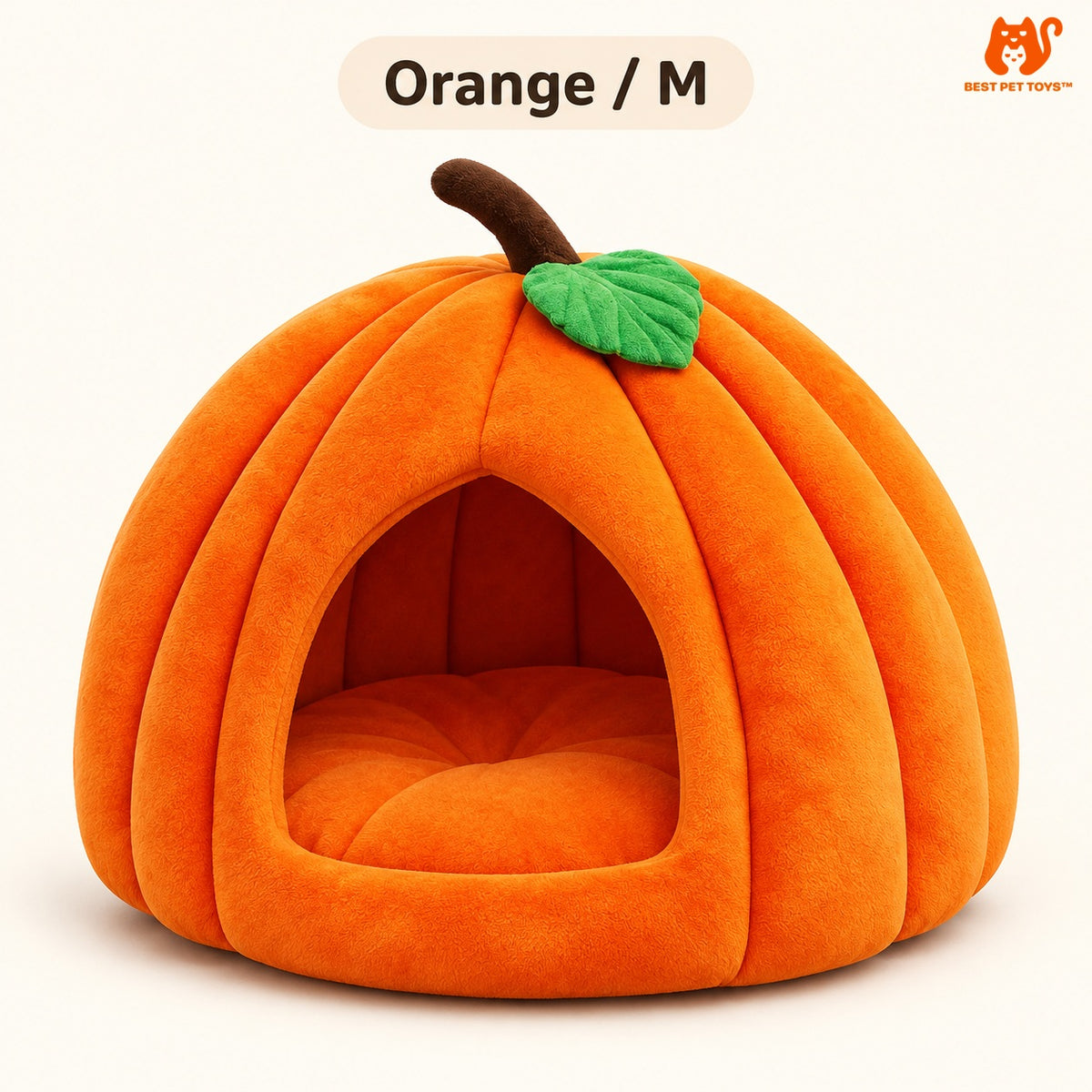 Orange medium pumpkin cat cave bed