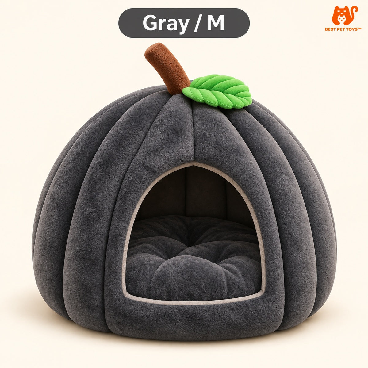 Gray medium pumpkin cat cave bed