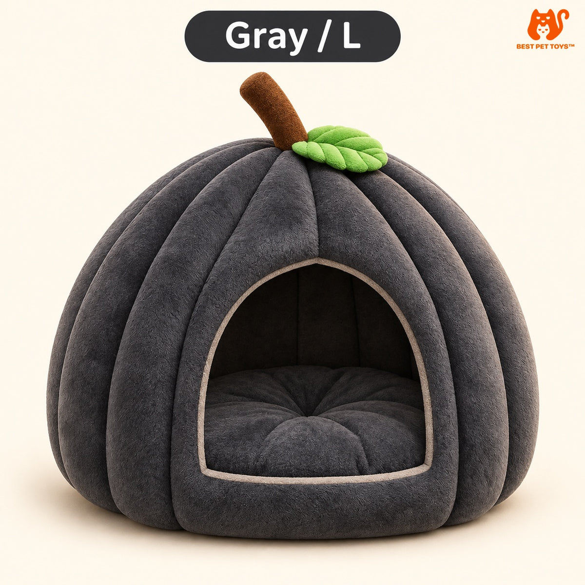 Gray large pumpkin cat cave bed