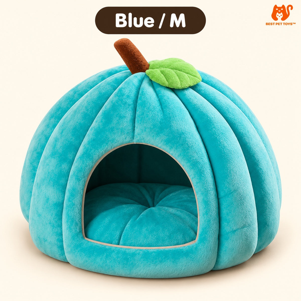 Blue medium pumpkin cat cave bed
