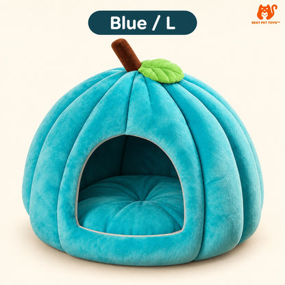 Blue large pumpkin cat cave bed